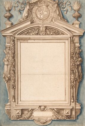 Design for the Frame of a Funerary Plaque with the Coat of Arms of Roger II de Saint Lary, Duc de Bellegarde