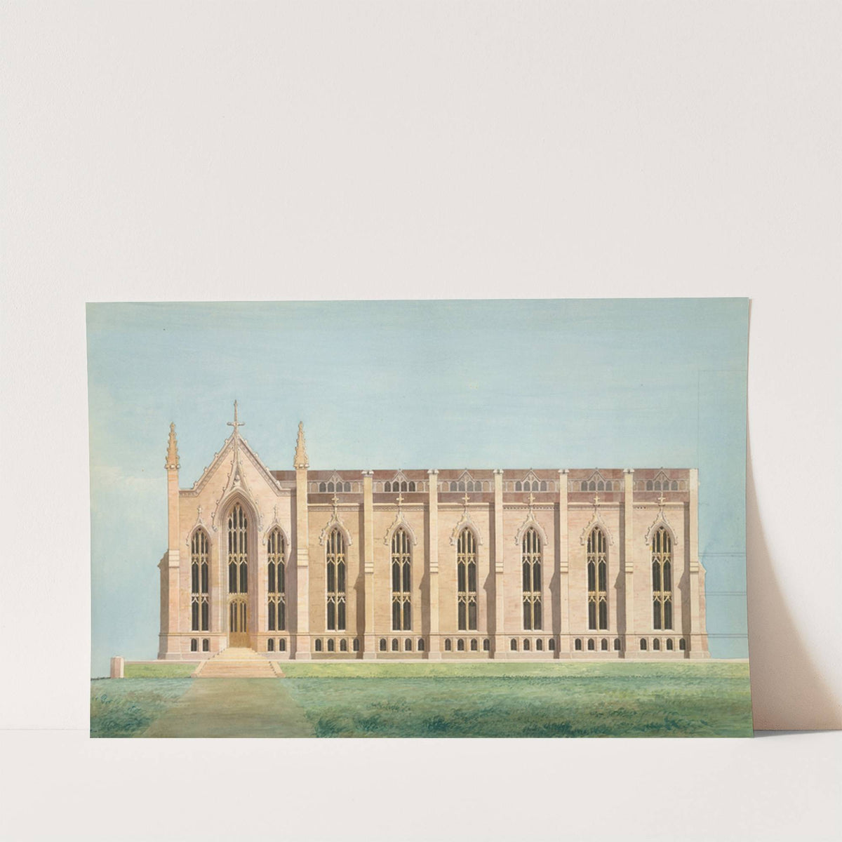 Design for the North Wing of the Library and Chapel Building at the University of Michigan, Ann Arbor by Alexander Jackson Davis