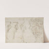 Design for Three Consoles Decorated with Foliage and Volutes and a Console with a Satyr Head Surmounted by Three Human Figures, Garland and Foliage by Agostino Mitelli