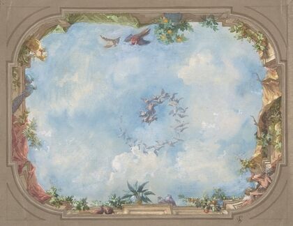 Design for Trompe l’Oeil Stairway Ceiling, HÃ´tel Hope