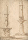 Design for Two Candlesticks with decorated Bases