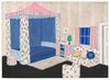 Design for unidentified bedroom with canopy bed.] [Interior perspective elevation