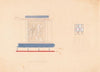 Design for unidentified restaurant interior in blue and vermillion with mural featuring 2 female nudes and panel with tulip inserts.] [Drawing for ‘Dining Room’