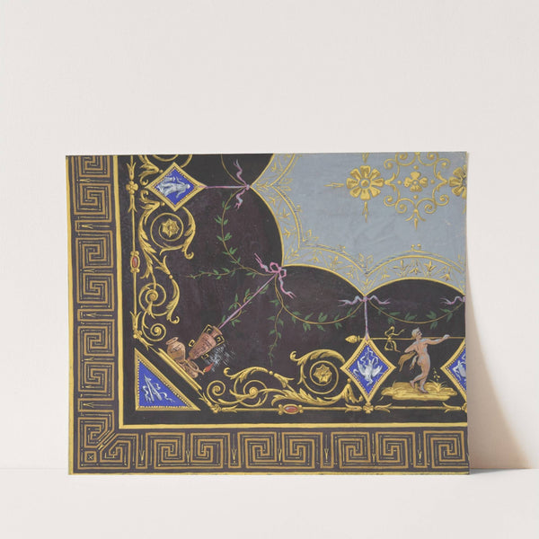Design for wallpaper with Roman key border, rinceaux, and medallions (1830–97) by Jules-Edmond-Charles Lachaise