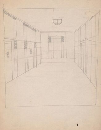 Design sketches for Hotel Alamac, 71st and Broadway, New York, NY. Plan of hallway
