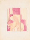 Design sketches for stepped, three-panel, painted decorative folding screens.] [Drawing of plans, elevation, and details