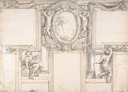 Design Wall Elevation with Stucco and Painted Decorations