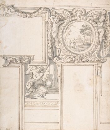 Design Wall Elevation with Stucco and Painted Decorations