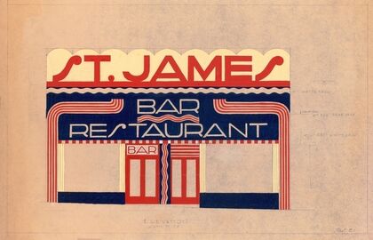 Designs and photographs for alterations to St. James Bar Restaurant, W. 181 St. and New York, NY.] [Study of exterior elevation