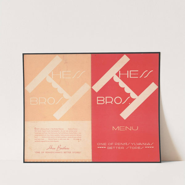 Designs for Hess Brothers Restaurant, Allentown, PA.] [Dinner menu by Winold Reiss