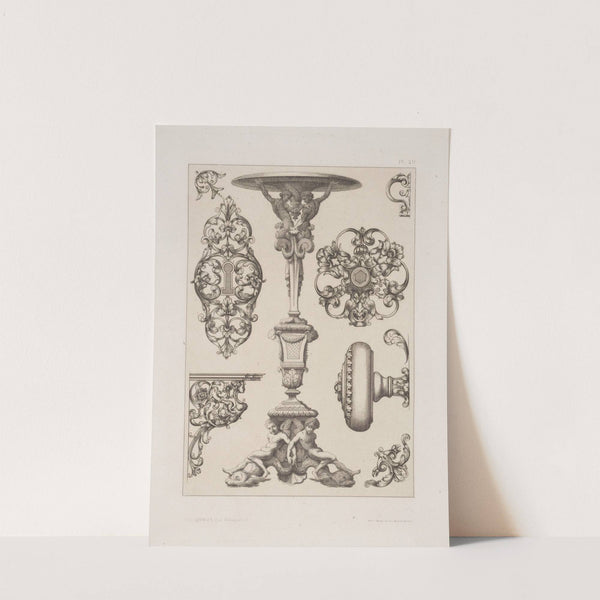 Designs for keyholes, doorknobs, pedestal. by André-Charles Boulle