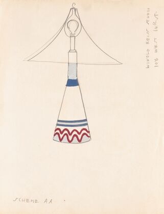 Designs for lamps with triangular shades.] [Design with white, red, and metallic silver