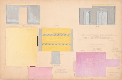 Designs for Modern Hotel Suite, Du Pont Biltmore Hotel, Wilmington, Delaware.] Colour chart for Suite 210