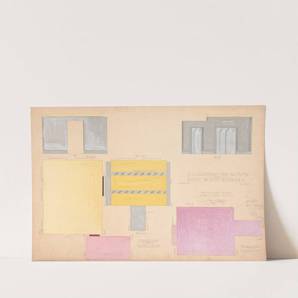 Designs for Modern Hotel Suite, Du Pont Biltmore Hotel, Wilmington, Delaware.] Colour chart for Suite 210 by Winold Reiss