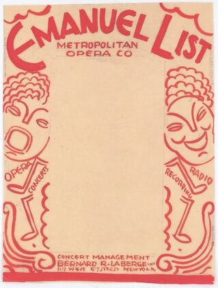 Designs for promotional material for opera singer Emanuel List.] [Drawing for brochure page