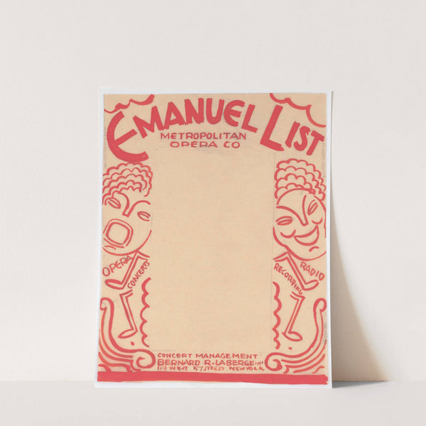 Designs for promotional material for opera singer Emanuel List.] [Drawing for brochure page by Winold Reiss