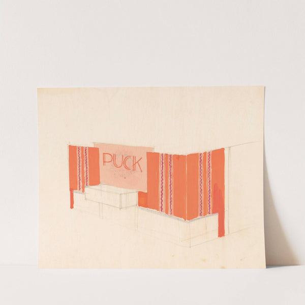 Designs for the Puck Theater (later Elgin Movie Theater, then Joyce Movie Theater), New York, NY.] [Exterior perspective study.. by Winold Reiss