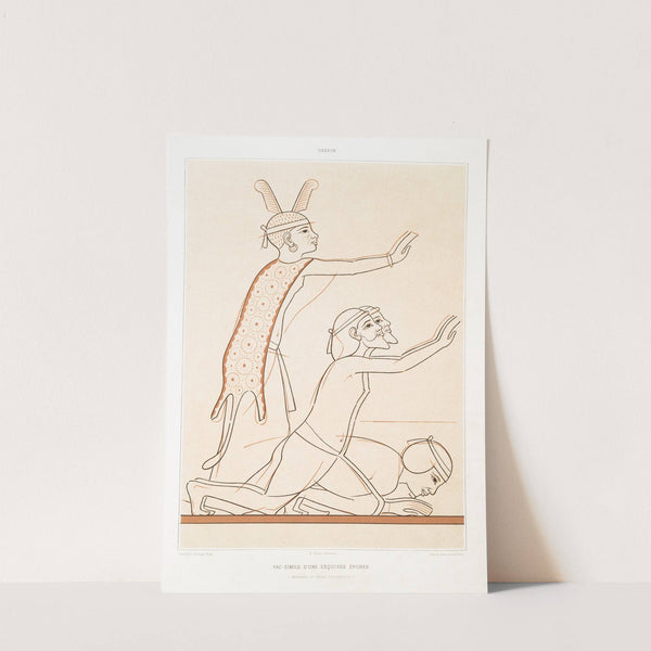 Dessin; Fac-simile d&#039;une esquisse épurée (nécropole de Thèbes - XVIIIe. dynastie) by Émile Prisse d&#039;Avennes