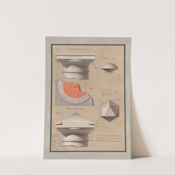 Dessin qui représente avec des figures, par quelle(s) teintes, et comment on doit laver les plans, élévations, et profils, des corps opaques (1777-1825) by Jean Jacques Lequeu