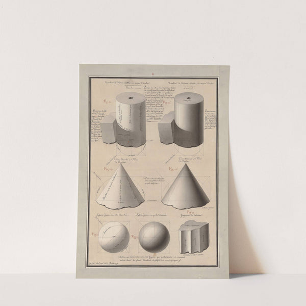 Dessin qui représente avec des figures, par quelle(s) teintes, et comment on doit laver les plans, élévations, et profils, des corps opaques (1777-1825) by Jean Jacques Lequeu