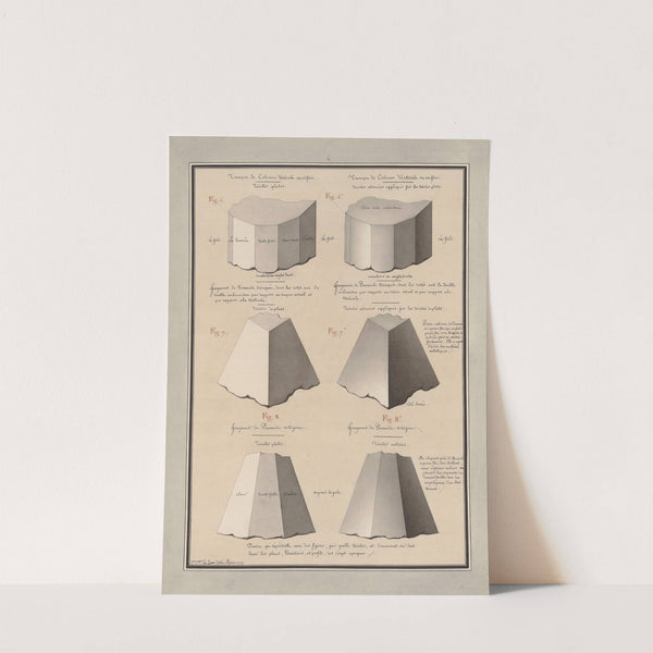 Dessin qui représente avec des figures, par quelle(s) teintes, et comment on doit laver les plans, élévations, et profils, des corps opaques (1777-1825) by Jean Jacques Lequeu