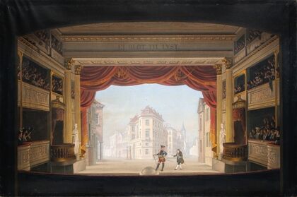 Det indvendige af Det kgl. teater under fremstillingen af Jacob v. Thyboe