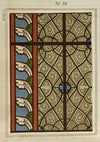 Détail de fenêtre fond gris, entourage à fond bleu