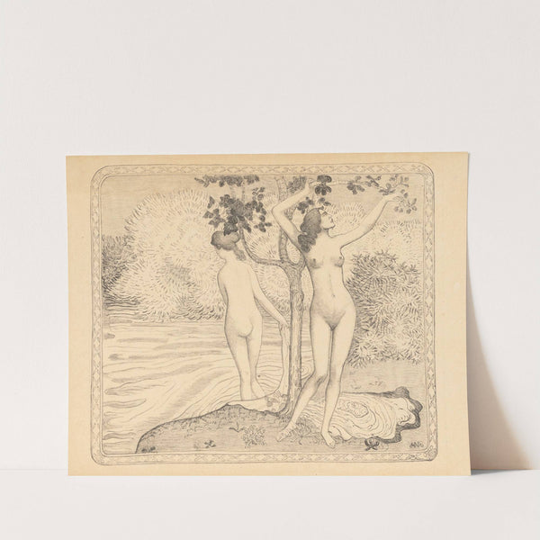 Deux baigneuses nues sous un arbre au bord de l’eau (1895) by Aristide Maillol