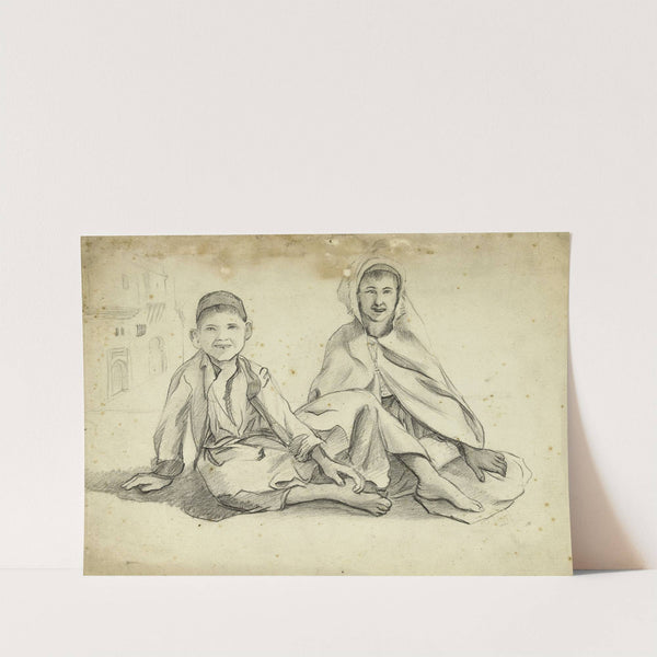 Deux enfants arabes assis by Arthur-Joseph Gueniot