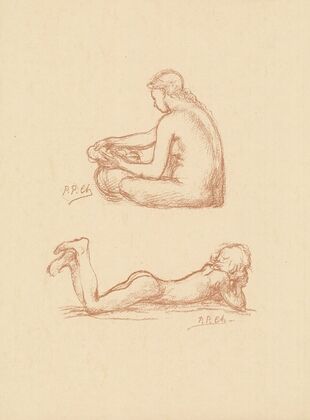 Deux études de femmes, nue assise et nue allongée (1890s)