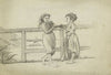 Deux fillettes devant une barrière de bois