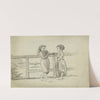 Deux fillettes devant une barrière de bois by Arthur-Joseph Gueniot
