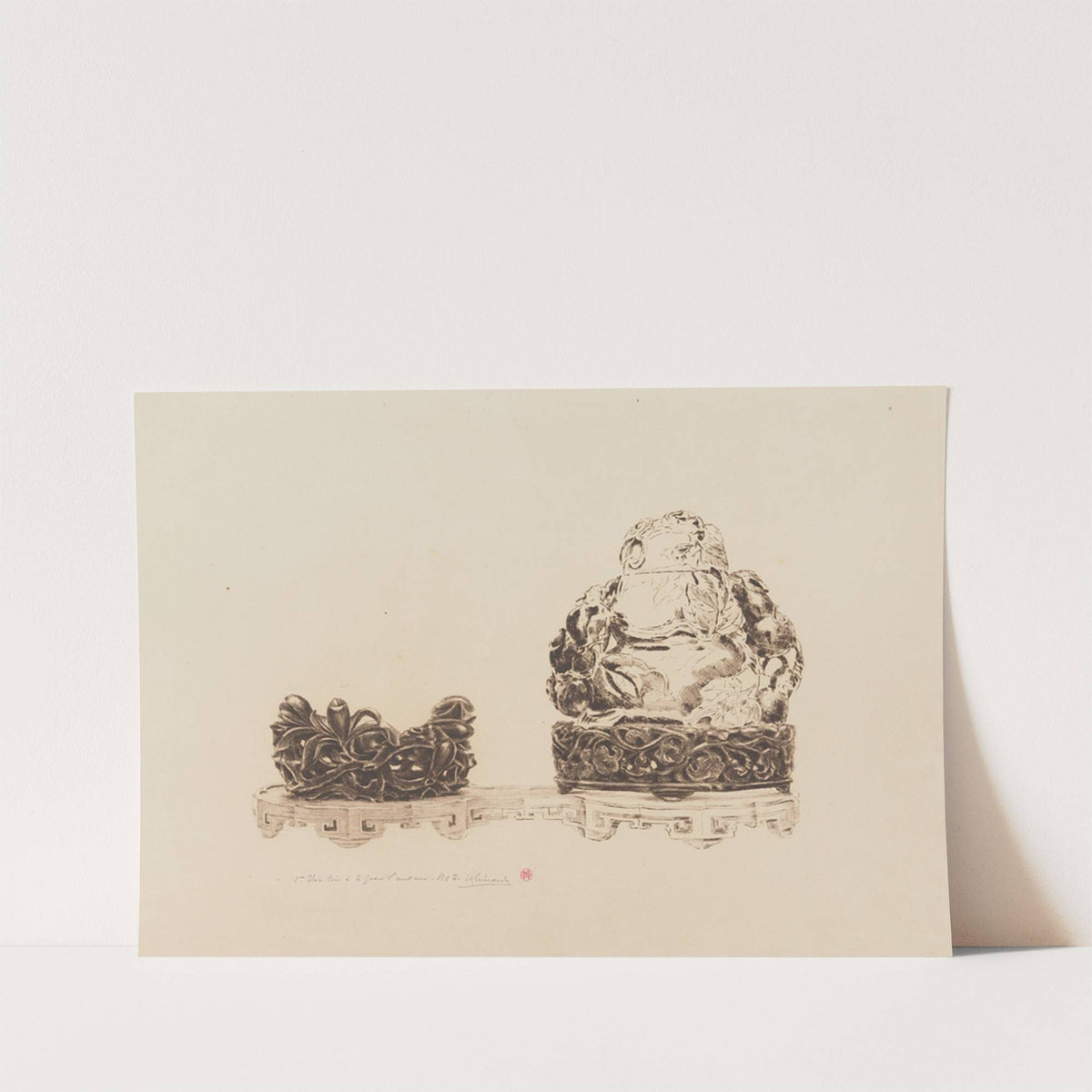 Deux sujets de jade et leur socle, sur un présentoir (1890) by Henri-Charles Guérard