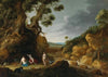 Diana and her nymphs in a rocky wooded river landscape