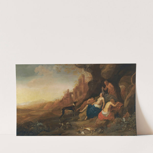 Diana And Her Nymphs Resting After A Hunt With Two Satyrs Spying On Them by Bartholomeus Breenbergh