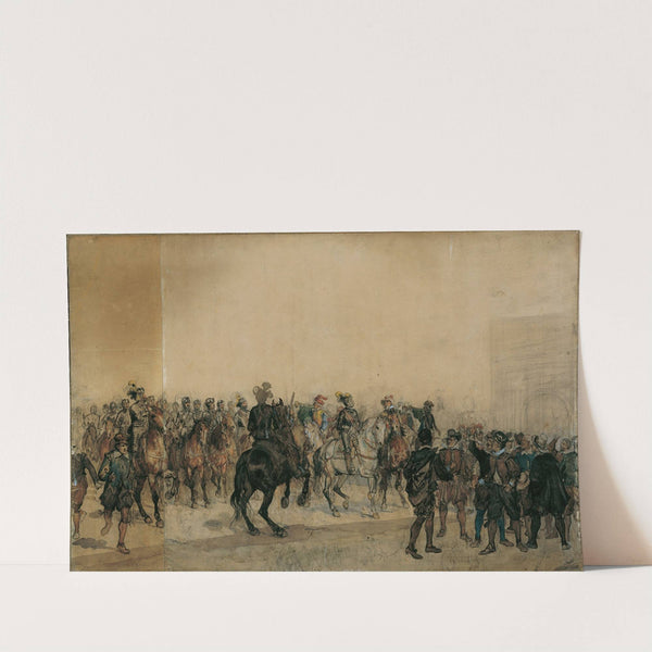 Die Ankunft der Kürassiere Henri Duval Graf von Dampierres im Burghof by Sigmund L&#039;Allemand