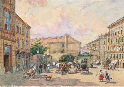 Die Burggassen-Linie in Wien (Ecke Kaiserstraße und Burggasse)