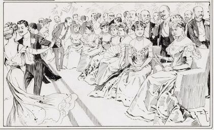 Die ‘Drachenwand’ (Ballmütter und Patronessen beobachten das Geschehen auf der Tanzfläche) (1900)