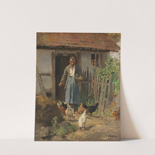 Die Fütterung der Hühner (Ca. 1880) by Hermann Baisch