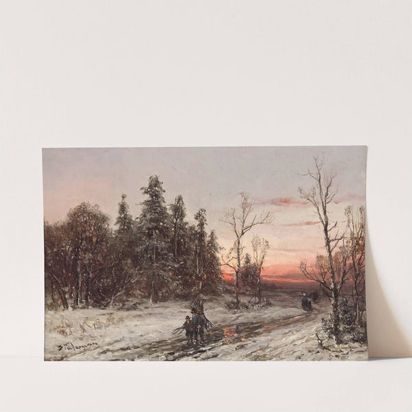 Die Heimkehrenden Reisigsammler Am Winterabend by Adolf Stademann