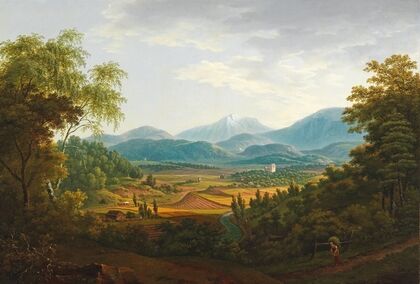 Die Spinnerin am Kreuz mit Aussicht gegen das Mödlinger Gebirge