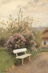 Die weiße Gartenbank