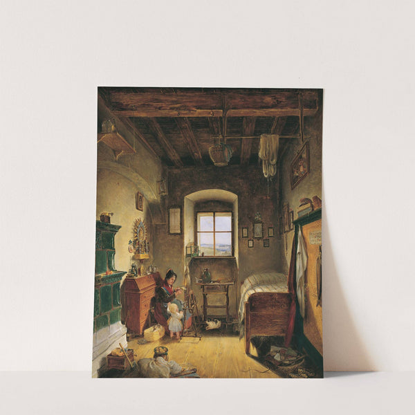 Die Witwe des Landwehrmannes (Bauernstube) by Albert Schindler