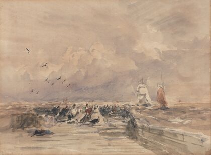Dieppe Pier, Stiff Breeze (circa 1832) — size preview