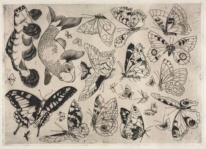 Dinner Service (Rousseau service); Butterflies and Fish (no. 16) (1866)