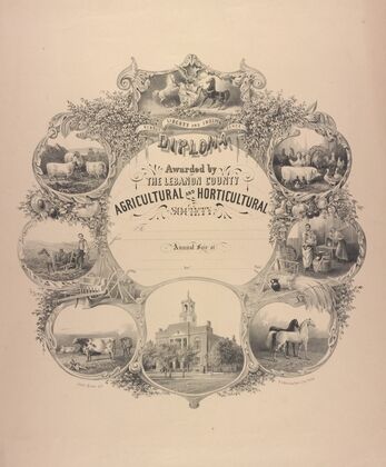 Diploma awarded by the Lebanon County Agricultural and Horticultural Society (1858)