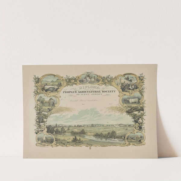 Diploma awarded by the People’s Agricultural Society of West Jersey (1857-1867) by James Fuller Queen