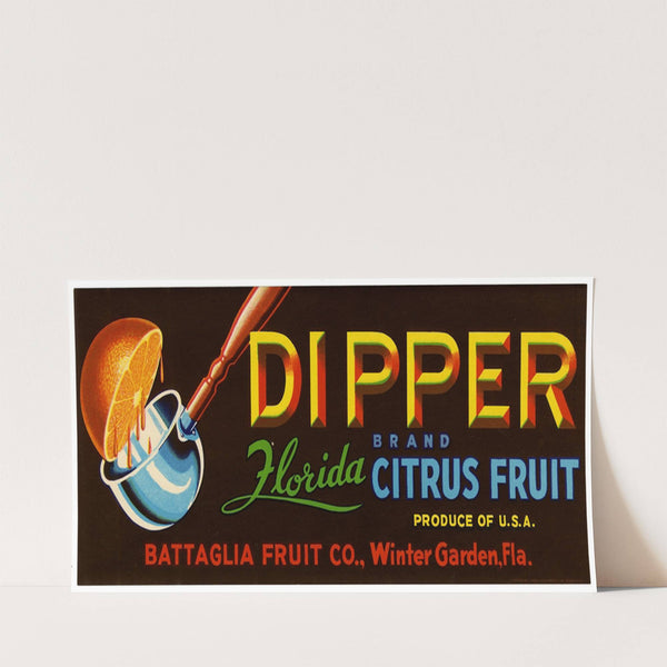 Dipper Brand Florida Citrus Fruit Label (1940s)