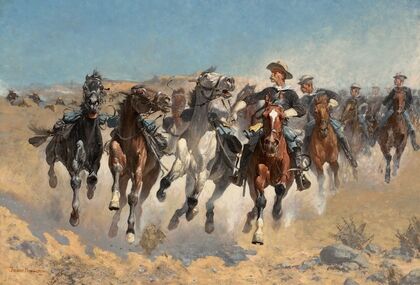 Dismounted,the Fourth Troopers Moving The Led Horses (1890)