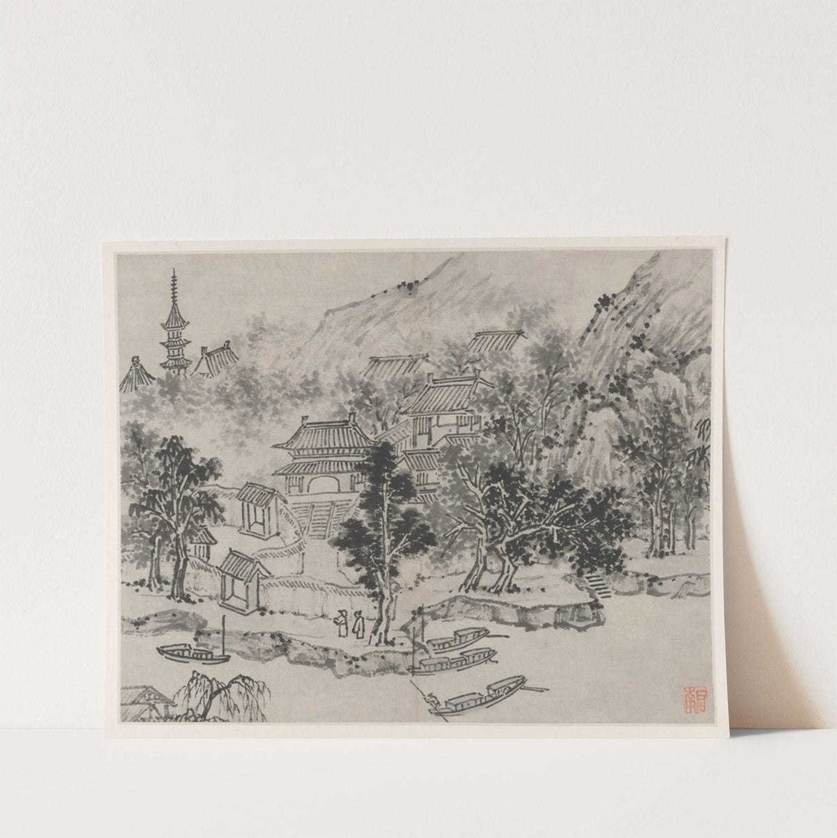 Distant View of Tiger Hill from the Canal Mooring, from Twelve Views of Tiger Hill, Suzhou (after 1490) by Shen Zhou